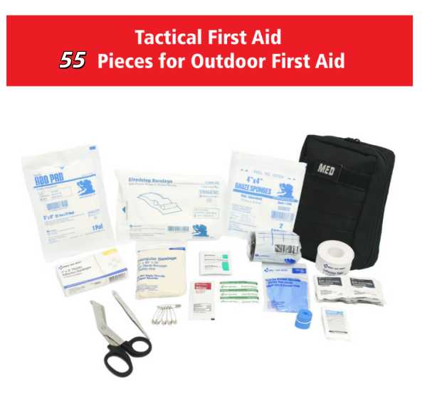 55-Piece Tactical First Aid Kit for Outdoor & Emergency Use
