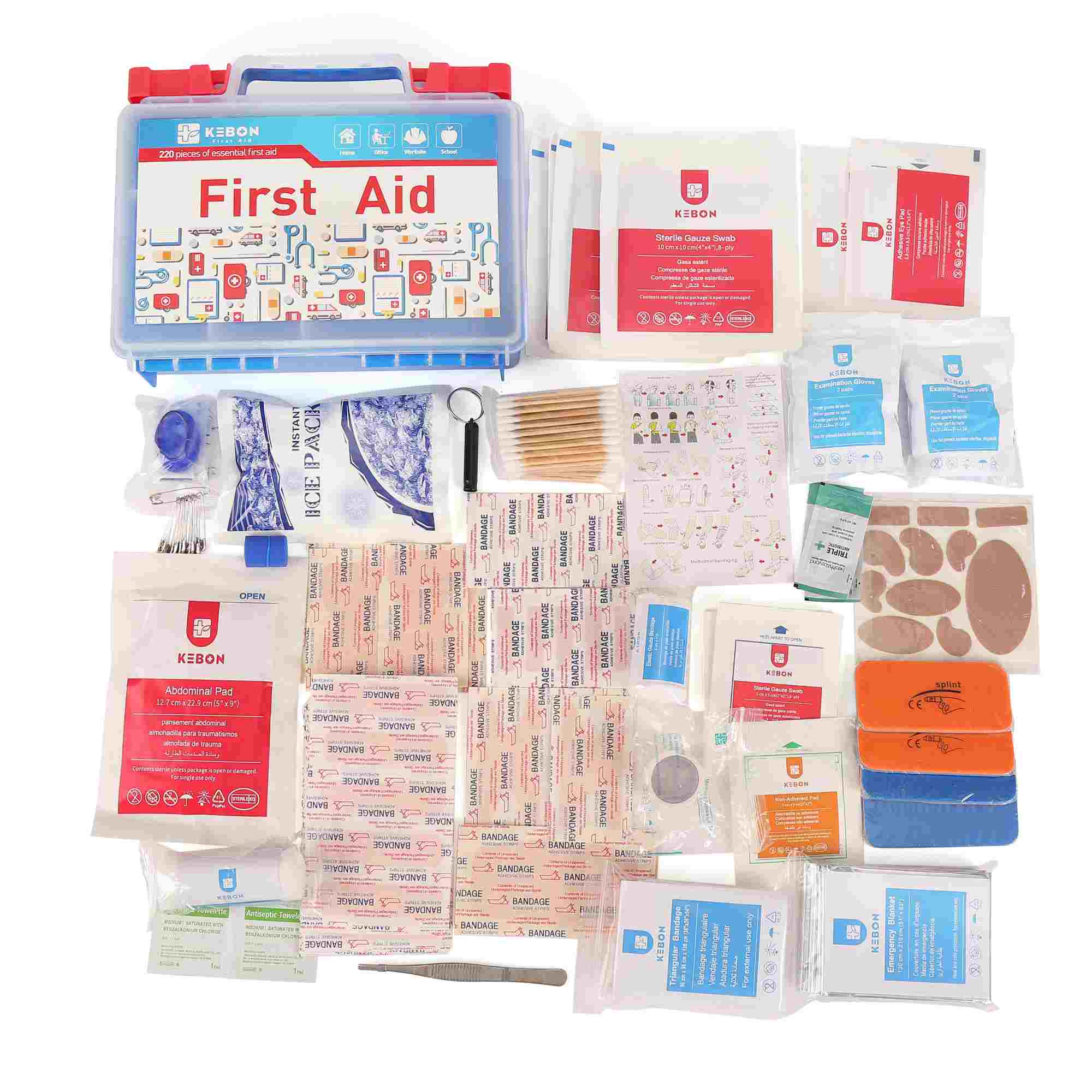 First aid box with compartments